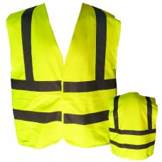 Safety vest with reflective band at front and back color yellow