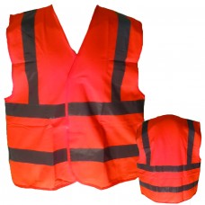 Safety vest with reflective band at front and back color orange